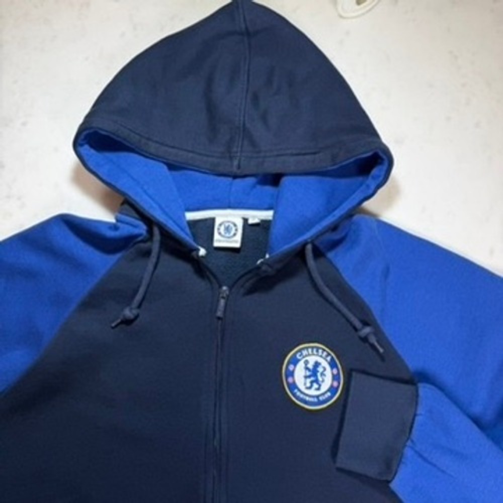 Chelsea FC Hoodie Mens Large Navy Royal Blue Full Zip Soccer Sweatshirt